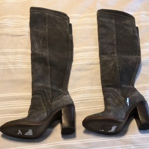 Grey Knee high boots